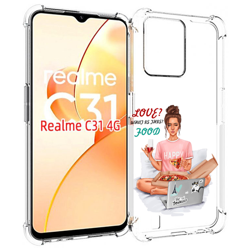 Чехол MyPads девушка-с-ноутбуком женский для OPPO Realme C31 задняя-панель-накладка-бампер