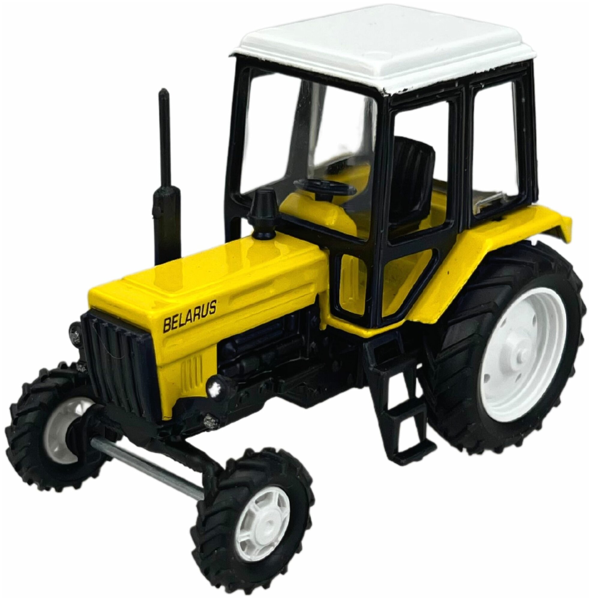 фото Коллекционная модель, Трактор, Машинка детская, игрушки для мальчиков, металлический, желтый, масштаб 1/43, в подарок, размер - 10 см
