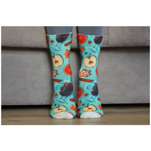 фото Носки шерстянки, размер 35/38, красный, голубой