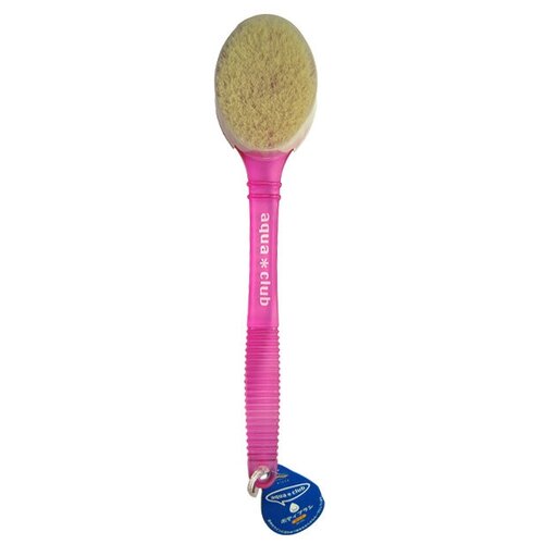Щетка с ручкой для сухого массажа, розовая