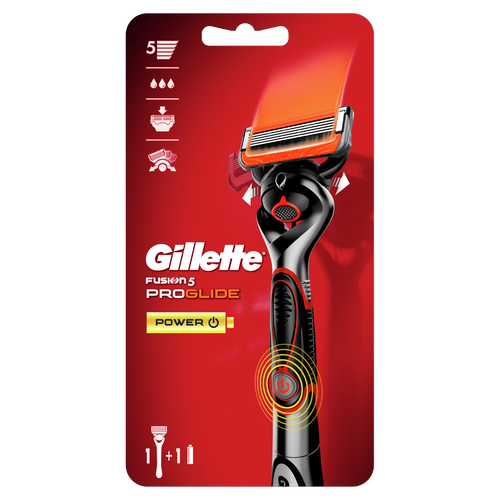 Gillette Fusion5 ProGlide Power Мужская Бритва , 1 кассета, с 5 лезвиями, с технологией FlexBall, c успокаивающими микроимпульсами