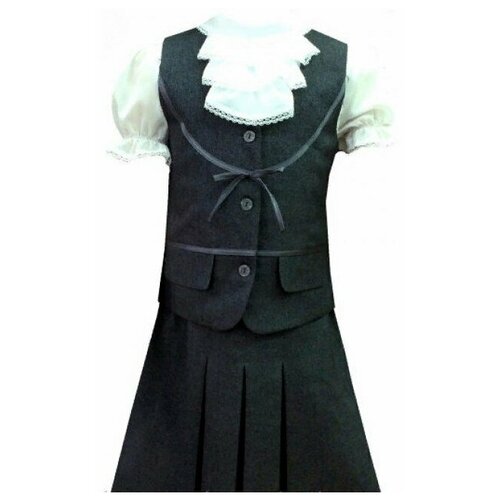 Школьный комплект для девочек Ромашка (жилет и юбка), чёрный р.30