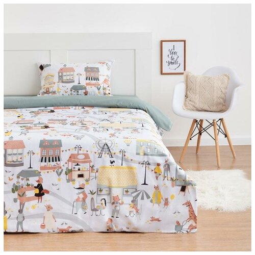 фото Постельное белье "этель" 1,5 сп fantastic town 143х215 см, 150х214 см, 50х70 см -1 шт этель 6622367 .