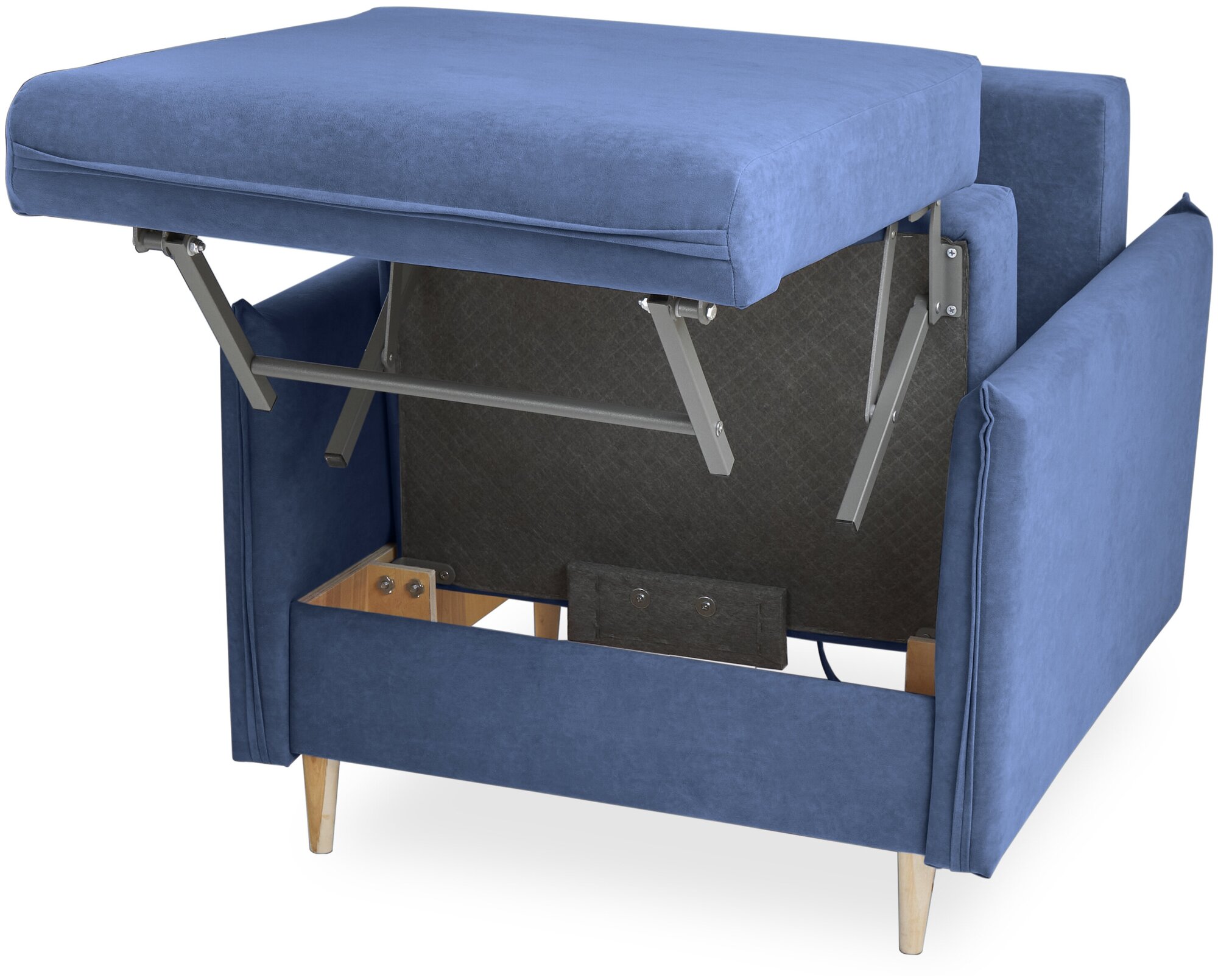 Кресло-кровать, Кресло Brendoss Бёрч раскладное, материал велюр, синий, 90х100х92 см - фотография № 6