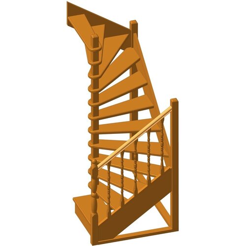 Деревянная межэтажная лестница ЛЕС-03 2340-2540 проем 1630-900, Сосна