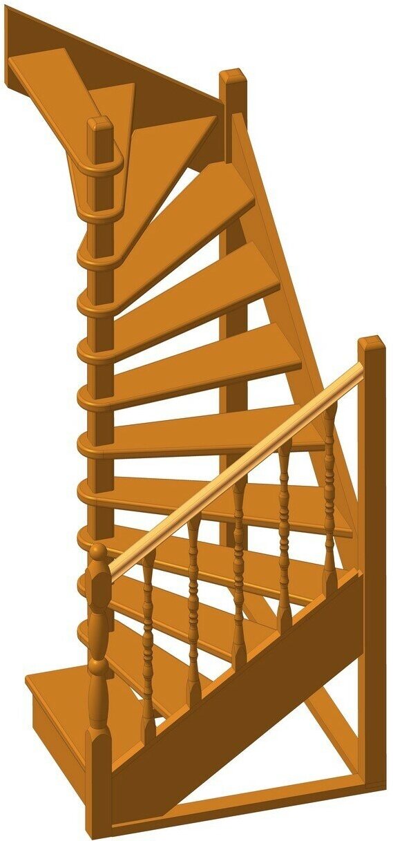 Деревянная межэтажная лестница ЛЕС-03 2340-2540 проем 1630-900, Сосна