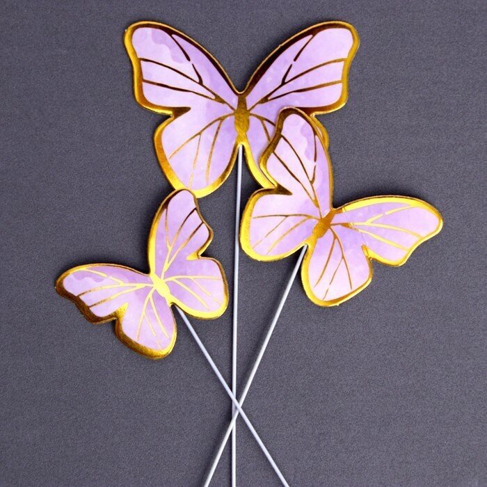 Набор для украшения торта Страна Карнавалия "Бабочки" 10 шт, цвет фиолетовый (7414461)