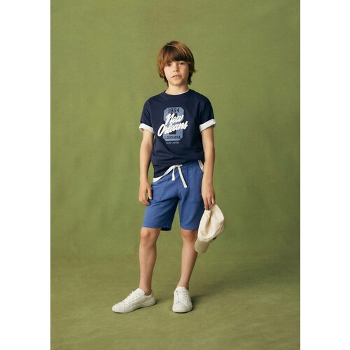 Шорты MANGO RICHARD, размер 128, синий комплект одежды chadolls для мальчиков рубашка и шорты повседневный стиль карманы пояс на резинке размер 92 синий белый