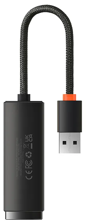 Адаптер-переходник Baseus Lite Series Ethernet Adapter USB-A to RJ45 LAN Port (100Mbps) Black (WKQX000001)