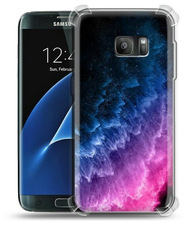Дизайнерский силиконовый с усиленными углами чехол для Самсунг S7 / Samsung Galaxy S7 Космос