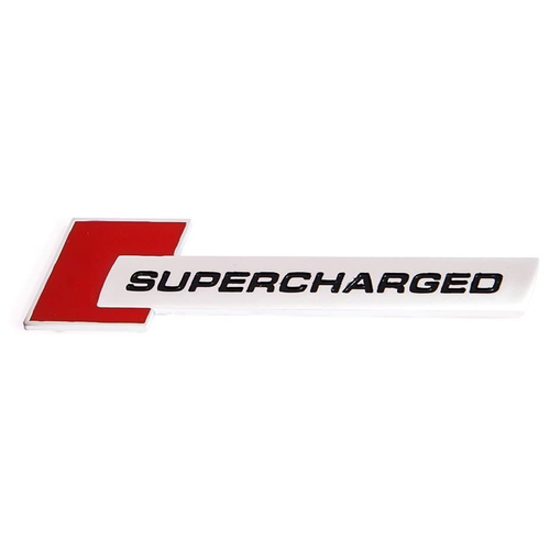 Шильдик Supercharged красный металлический 1 шт.