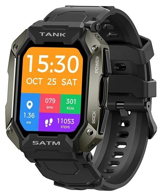 Умные смарт часы Танк М1 мужские спортивные часы наручные с тонометром 5ATM IP69K водонепроницаемые Смарт-часы с Bluetooth 5 тонн
