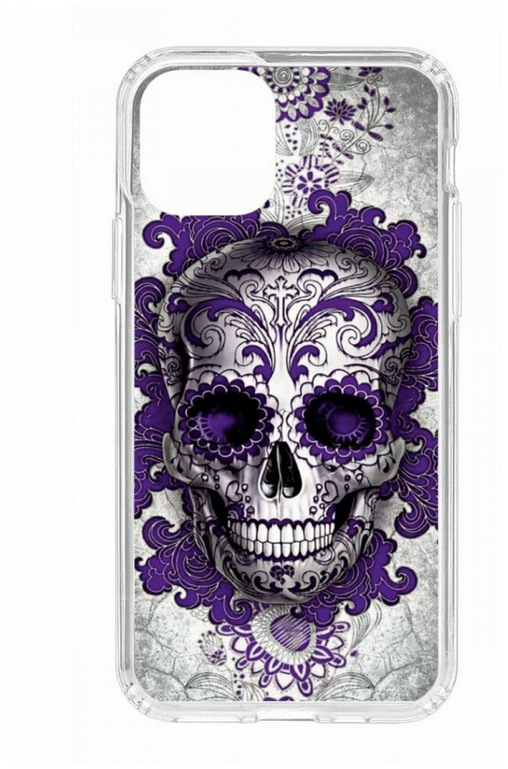 Чехол для iPhone 11 Pro Kruche Print MagSafe Sugar Skull,противоударный силиконовый бампер с рисунком,пластиковая накладка МагСейф с защитой камеры