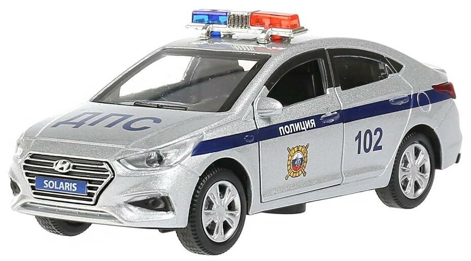 Модель машины Технопарк Hyundai Solaris Полиция, инерционная, свет, звук SОLАRIS2-12SLРОL-SR