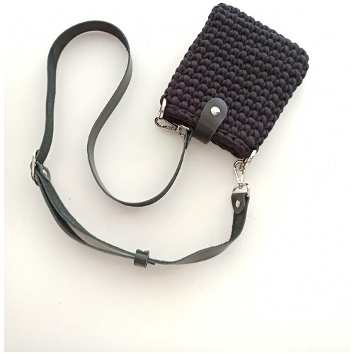 фото Сумка-карман черная на кожаном ремне. ип тарасова с.в.