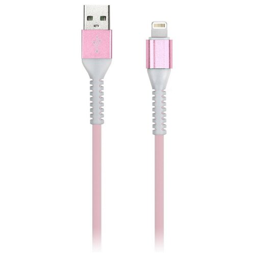 Дата-кабель SmartBuy 8pin кабель в TPE оплет. Flow3D, 1м. мет.нак.,<2А, розовый