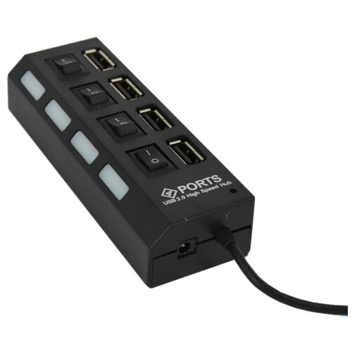 USB - концентратор разветвитель хаб GSMIN A47 на 4 порта с выключателем 1А 5 В USB 20 переходник адаптер Черный 21000₽