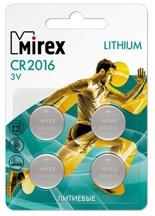 Батарея литиевая Mirex CR2016 3V 4 шт блистер