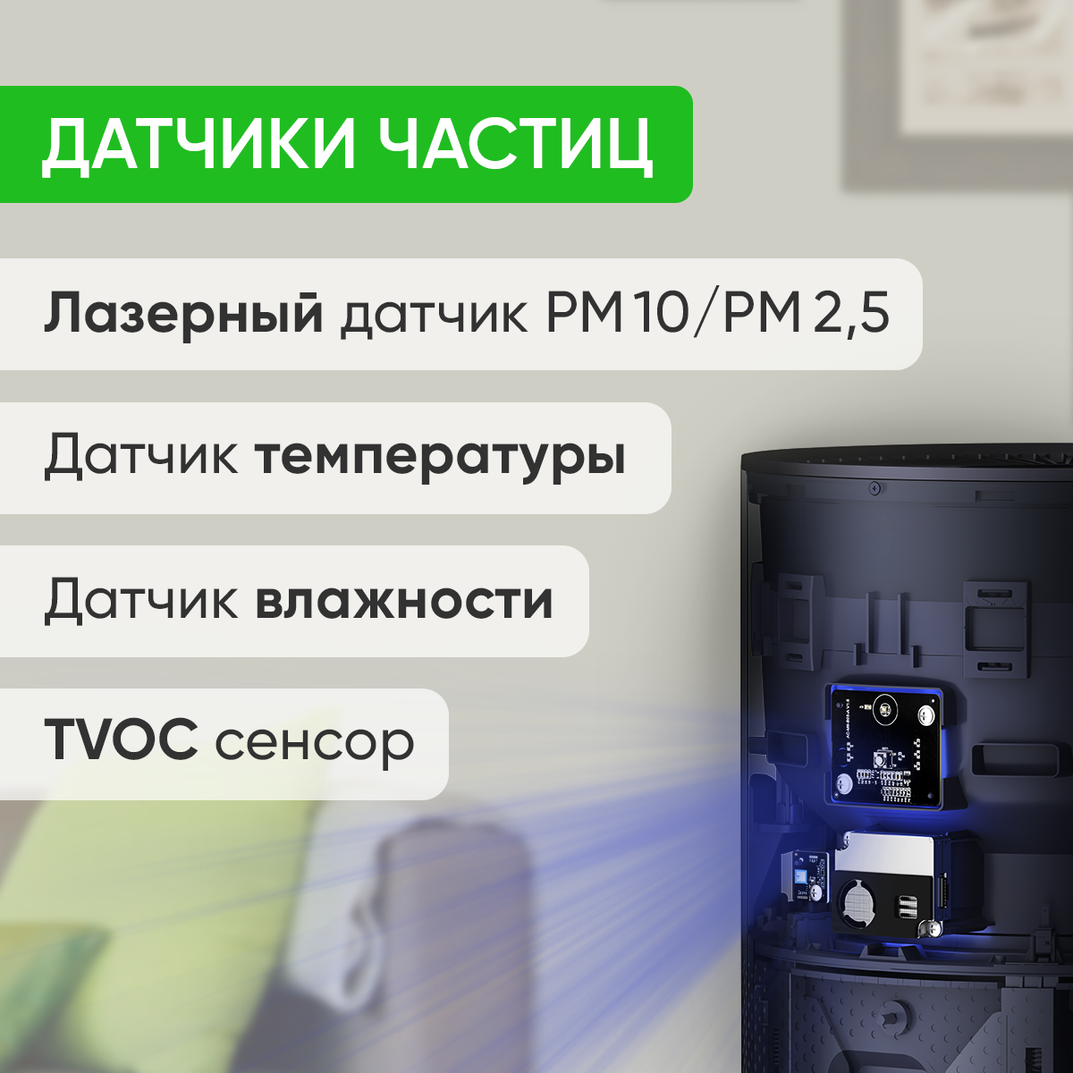 Очиститель воздуха Smartmi Air Purifier 2 графитовый синий, с Wi-Fi (kqjhq02zm) .