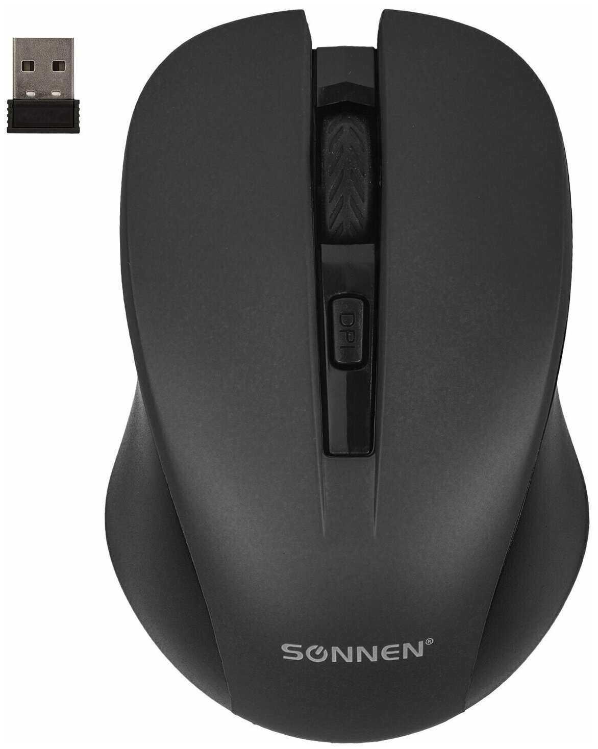 Мышь беспроводная с бесшумным кликом SONNEN V18, USB, 800/1200/1600 dpi, 4 кнопки, черная, 513514 (арт. 513514)