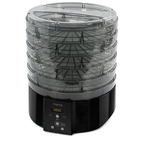 MARTA MT-FD1886H 12 поддонов-63 для пастилы3 для ягод черный жемчуг сушилка дфруктововощей 485200₽