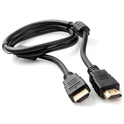 Кабель HDMI Cablexpert , 1м, v2.0, 19M/19M, черный, позол. разъемы, экран, 2 ферр кольца кабель hdmi cablexpert 30м v2 0 19m 19m черный позол разъемы экран