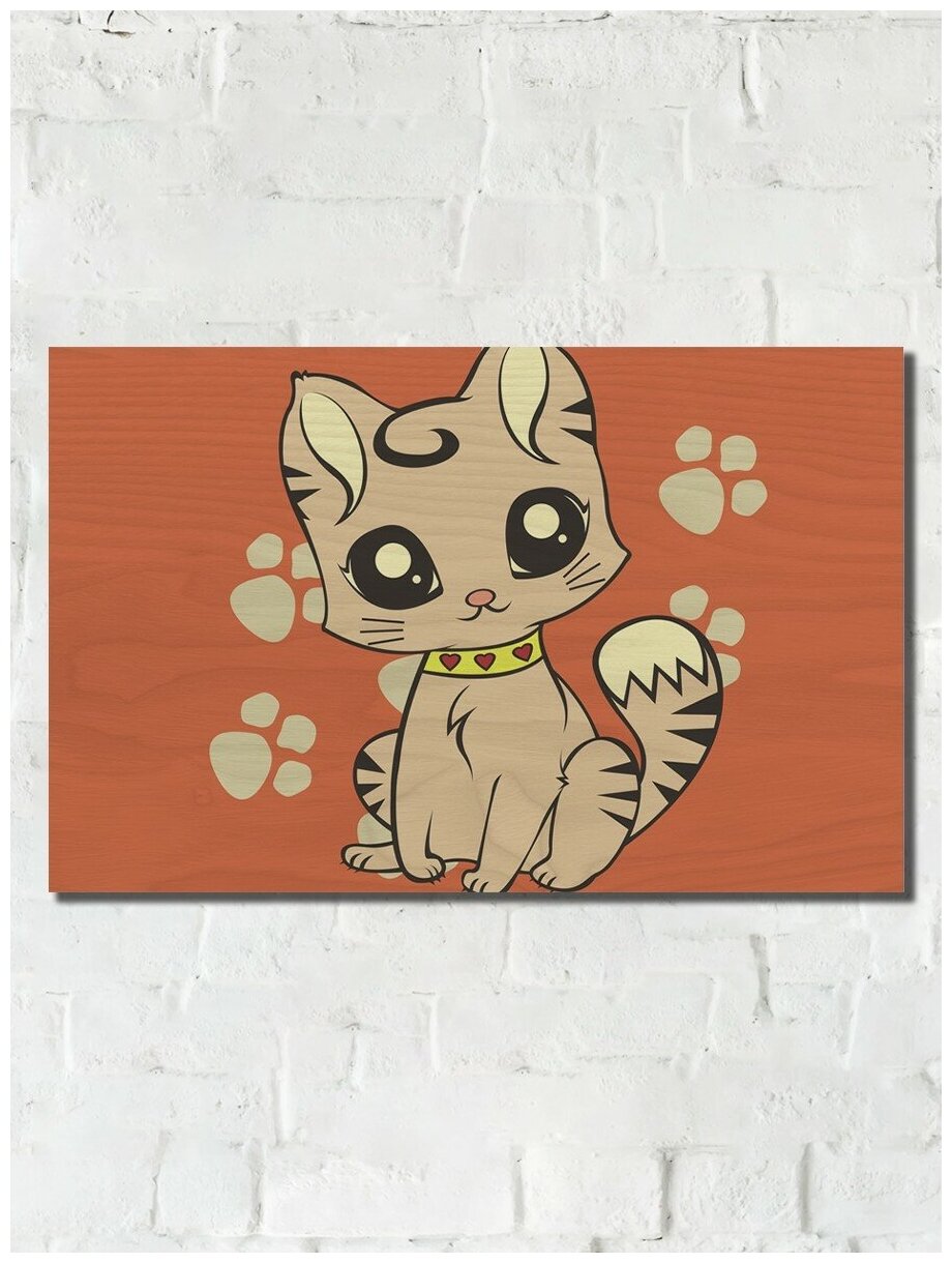 Картина интерьерная на дереве детское животные кот котенок милота - 5197