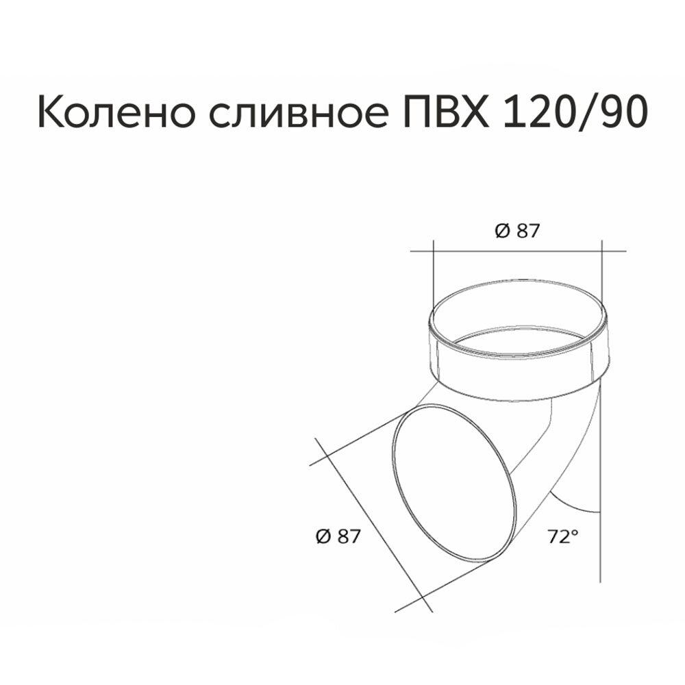 Колено стока пластиковое d87 мм Grand Line белое RAL 9003