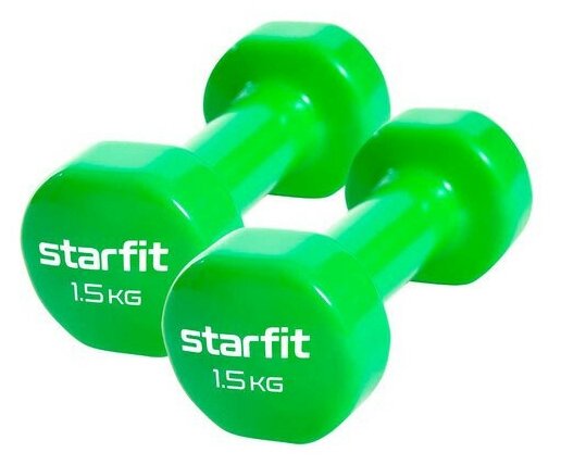 Гантель Starfit Core DB-101 1гант. 1.525кг винил. зеленый (УТ-00018822) - фото №18