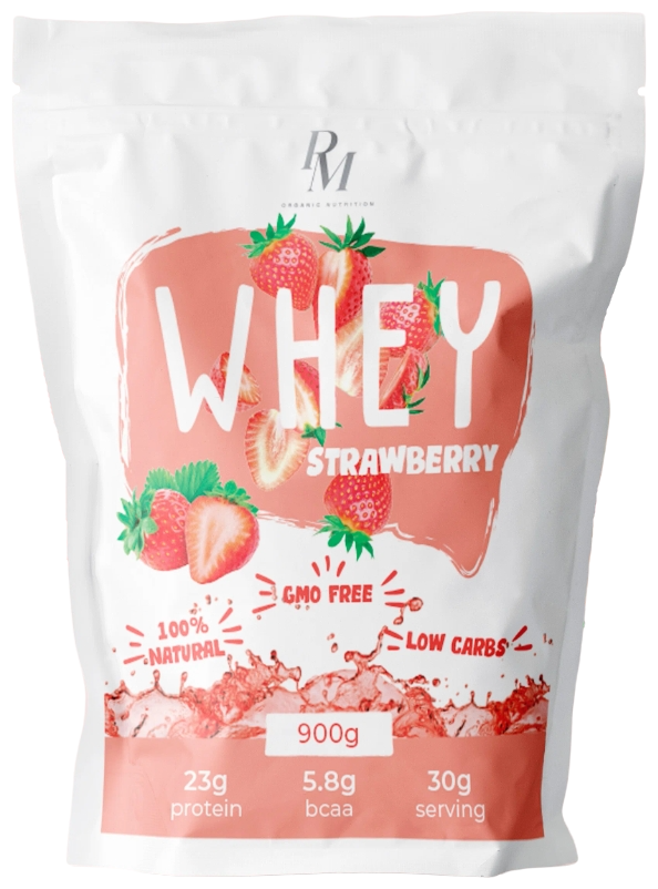 Протеин Whey PM-organic nutrition, 900 гр, клубника