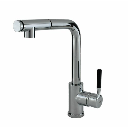 Смеситель для кухни и мойки с выдвижным изливом, хромированный с высокий Г-излив, латунь 7 лет гарантия