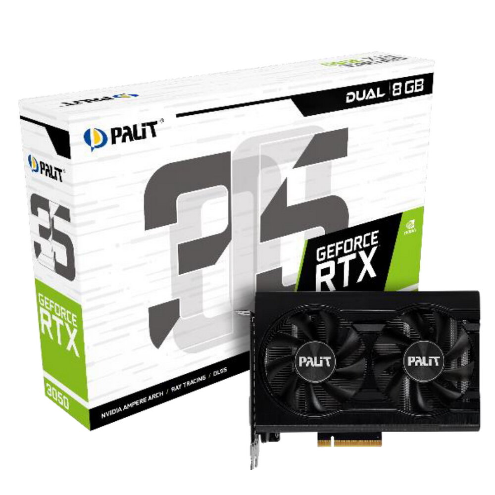 Видеокарта Palit RTX3050 DUAL 8GB (NE63050018P1-1070D GDDR6) 128bit DVI HDMI DP