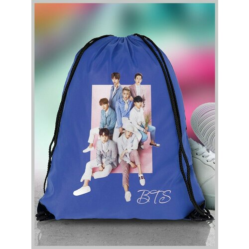 Мешок для сменной обуви ДТФ синий музыка BTS Корея к-поп k-pop Чонгук Шуга Чимин - 2012 690₽