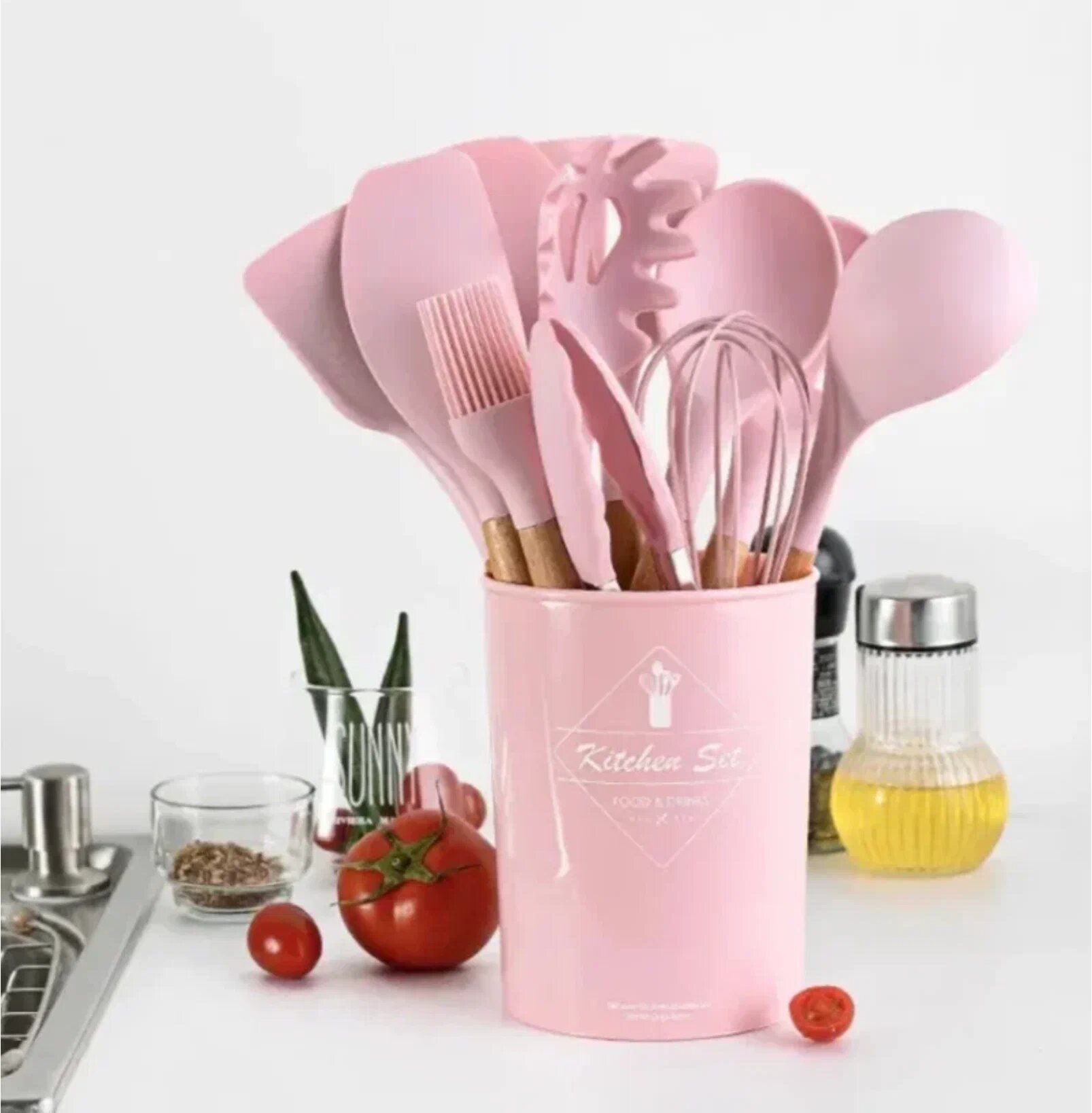 Набор навесок Kitchen Set силикон (11 шт.) розовый 32 см 11 12 см