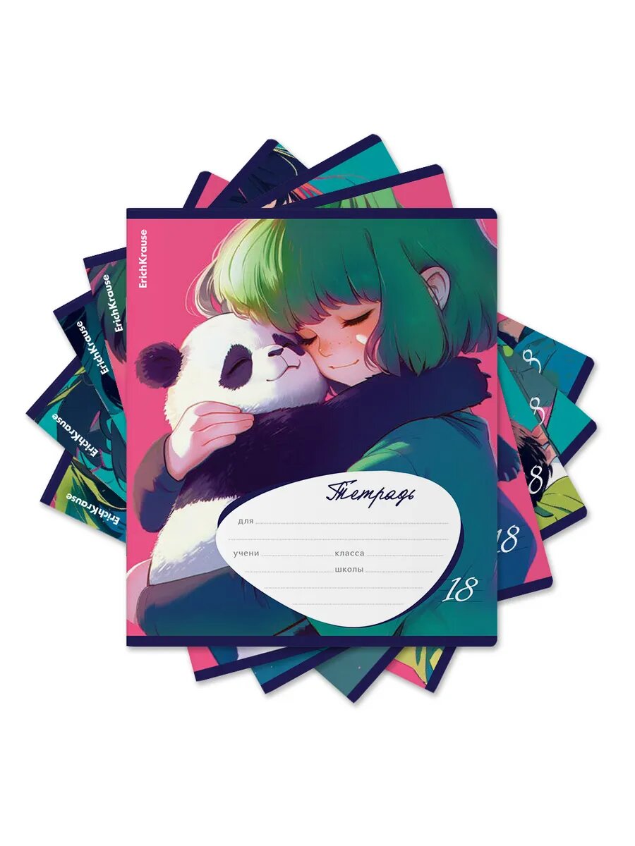 Тетрадь 18 л. в линейку "Panda Hugs," (в упаковке из 5 шт.)