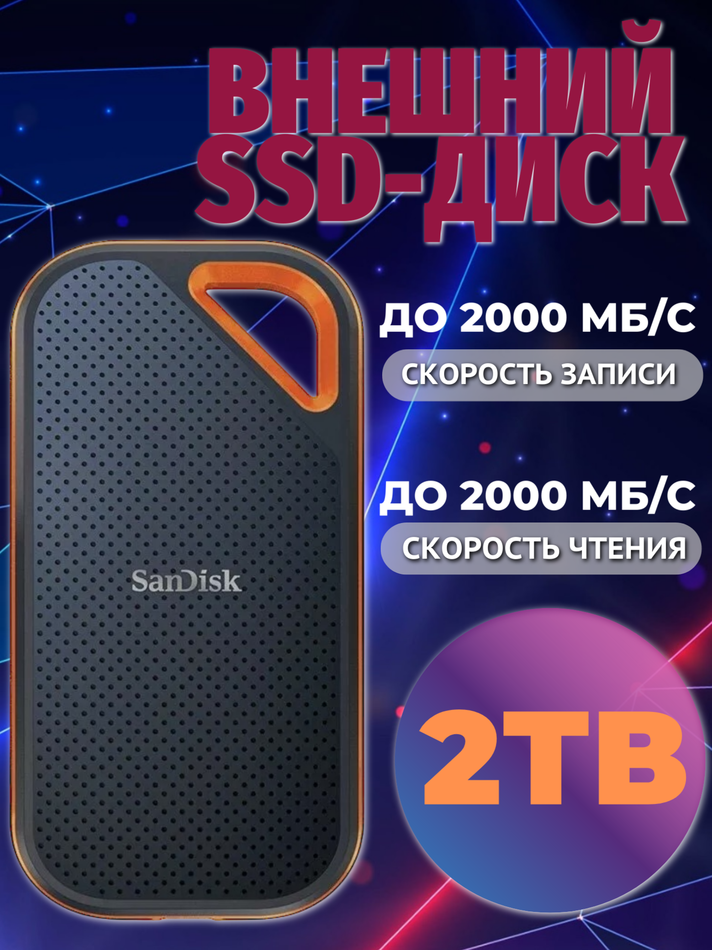 SanDisk Extreme Portable SSD 2TB (h) SanDisk Extreme Portable 2 ТБ