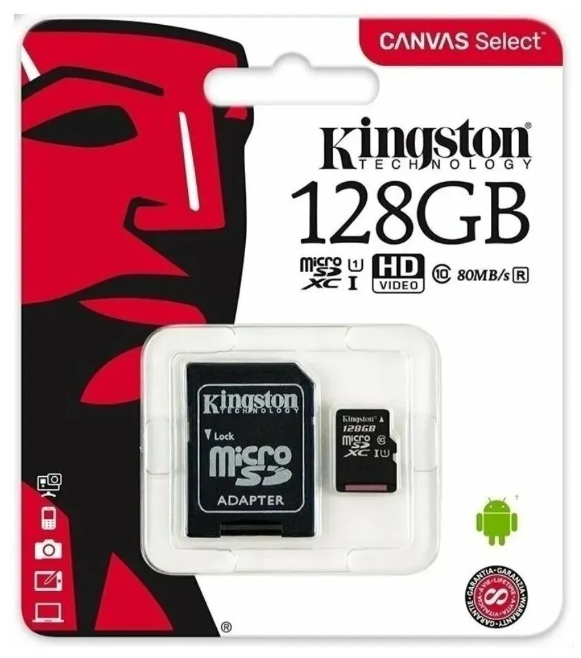 Карта памяти Micro SD 128 Гб - Карта памяти с переходником micro SD card + adapter / для телефона видеорегистратора