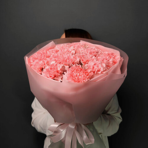 Изображение товара Цветы / Монобукет "Зефир", гвоздики, диантусы, пастельные розовые тона /