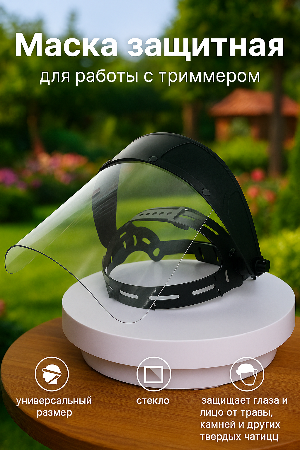 Маска защитная для работы с триммером универсальная стекло
