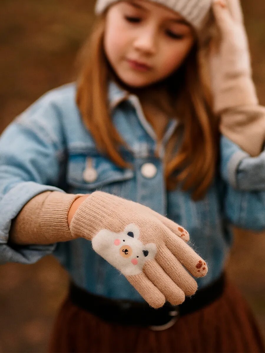 Перчатки Daniele Patrici для девочек размер 4-6 бежевый