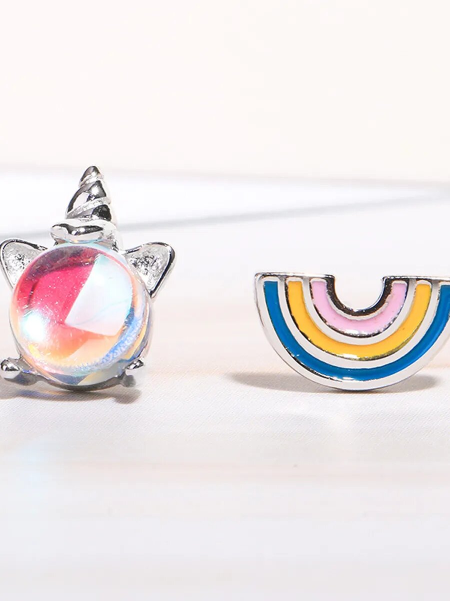 Серьги пусеты, непарные, эмаль