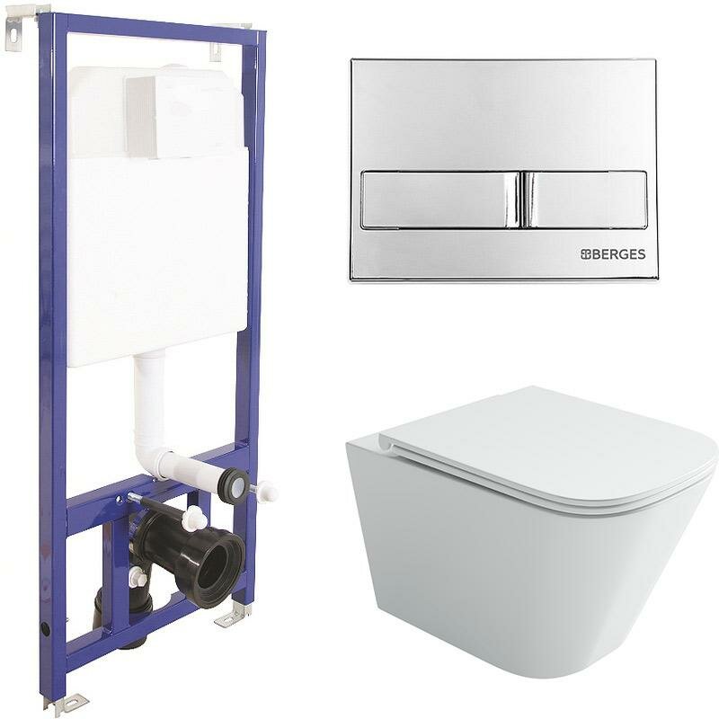 Комплект унитаза Ceramicanova Union CN4009T с инсталляцией Berges Novum L3 040213 с сиденьем Микролифт и клавишей смыва Хром