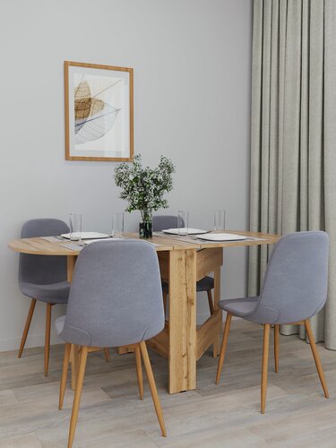 Изображение товара Раскладной стол Volodin&Co, кухонный, ЛДСП, современный стиль, дуб вотан, 155х80 см