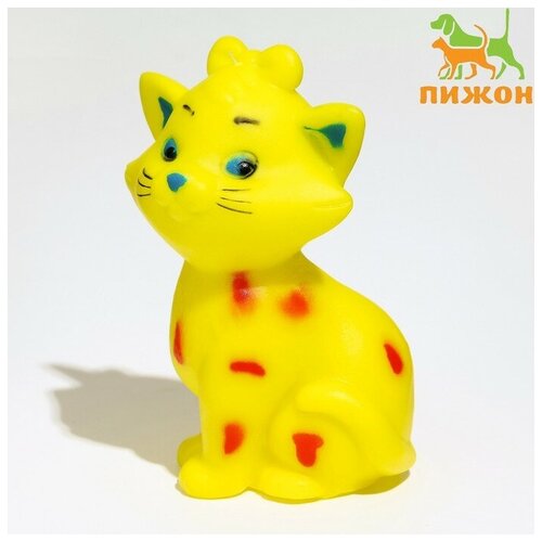 Игрушка пищащая "Кошечка" для собак, 10 см, жёлтая