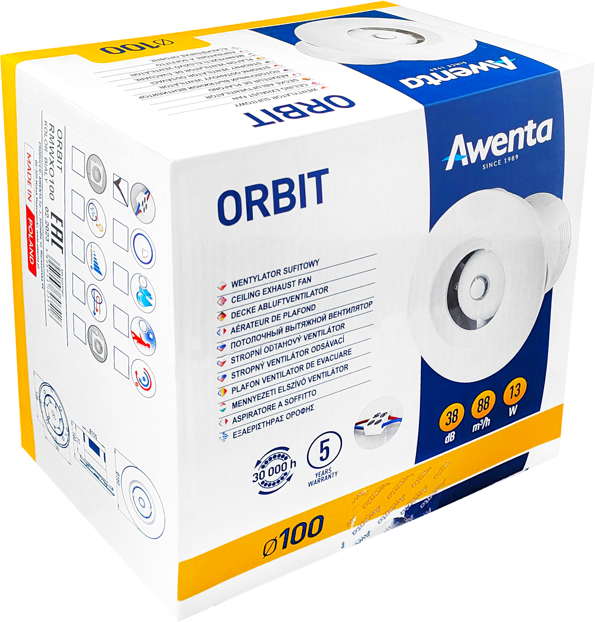 Вентилятор вытяжной орбитальный потолочный Awenta ORBIT RM WXO100 188 м3/ч 13 Вт - фотография № 6