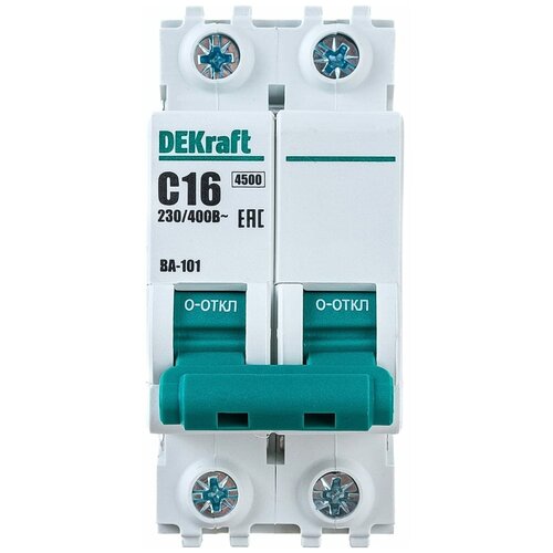 Автоматический выключатель DEKraft ВА101-2P-016A-C 11066DEK 121910 автоматический выключатель dekraft ва101 2р 050а d 11119dek