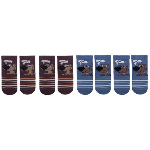 фото Носки капризуля комплект из 4 пар, размер 14 (12-14), коричневый/темный джинс