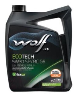 Синтетическое моторное масло Wolf EcoTech 5W-30 SP/RC G6, 4 л
