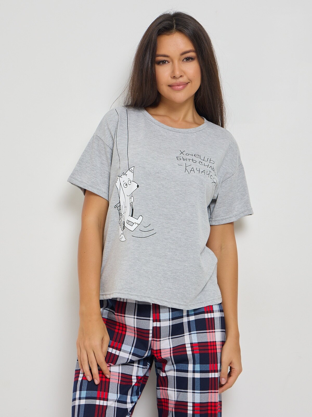 Пижама PIRAMIDA "Качайся", домашний комплек футболка с брюками палаццо - фотография № 5