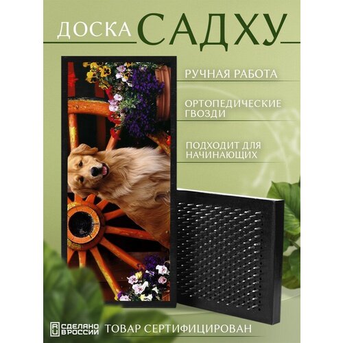 фото Доска садху с гвоздями для йоги с уф печатью животные звери собака - 3059 шаг 10мм artwood